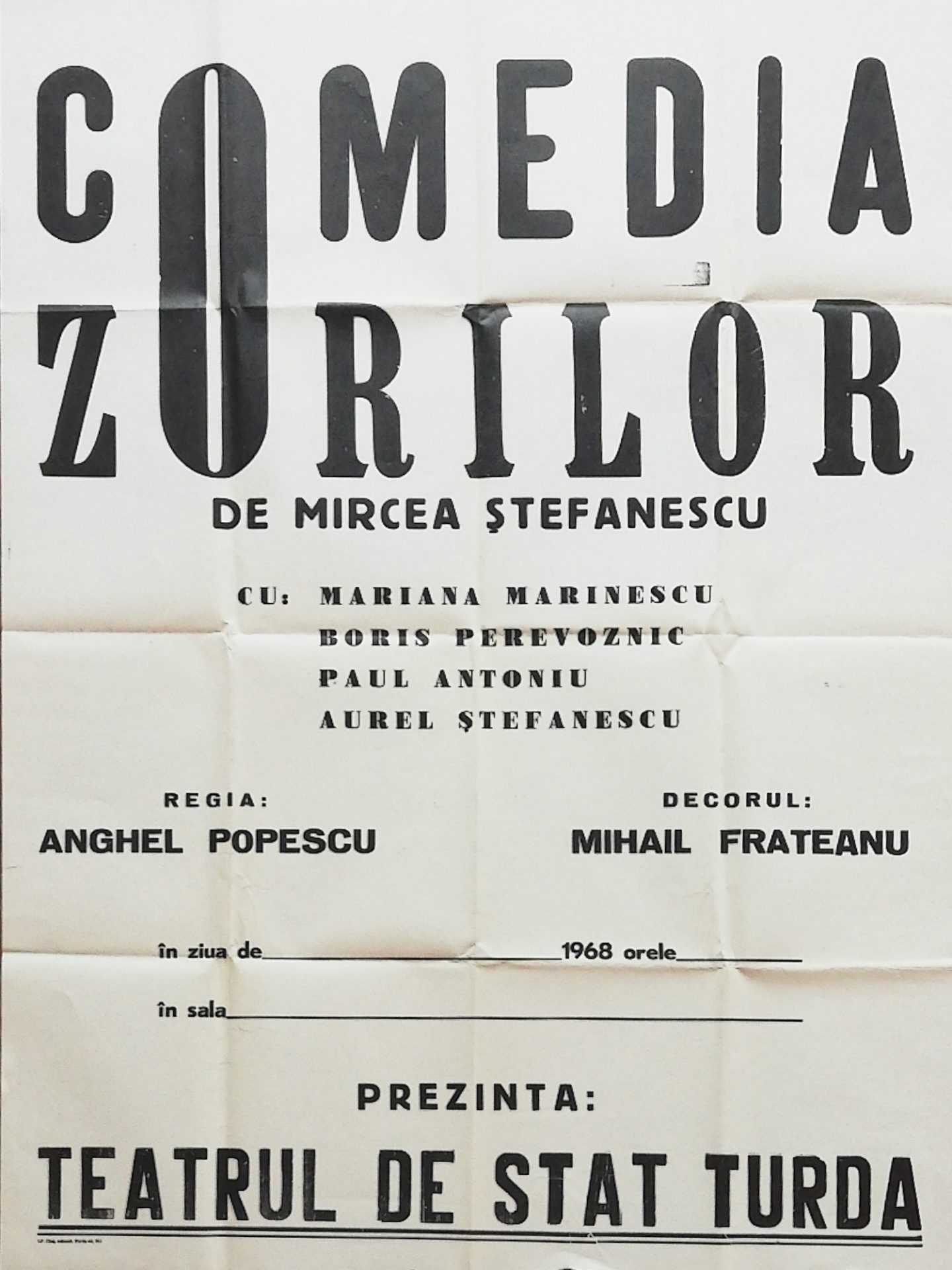 COPERTA-COMEDIA ZORILOR, 1967-1968